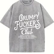 Grumpy F*ckers Club Sarcastic Novelty for Classic Vintage Washed T-Shirt in Gray