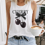 Fashionable Tank with a V-neck Women's Color Cotton Tank Top in White