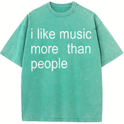 I like Music more than People Music Lover Introvert vintage washed oversized T-shirt in Blue