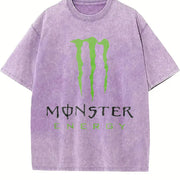 Monster Energy Claw Logo Vintage Washed T-Shirt in Purple