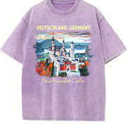Germany Neuschwanstein Castle Youth Vintage Washed T-Shirt in Purple