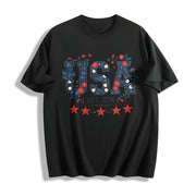 Patriotic USA 1776 Cotton T-Shirt in Black