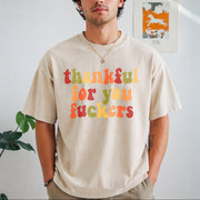 Thankful for You Fuckers Vintage Washed T-Shirt in Beige