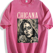 Chicana Chola Style Lowrider Mexican American Latina vintage washed oversized T-shirt in Red