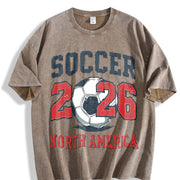 Soccer 2026 North America Vintage Washed T-Shirt in Brown
