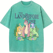 The Land Before Time Pastel Dinosaur Friends Vintage Washed T-Shirt in Blue