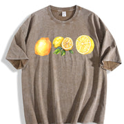 Lemon 90s Retro ® Y2k Lemon Cute Vintage Washed T-Shirt in Brown