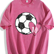 Soccer Baseball Number 10 Vintage Washed T-Shirt in Red