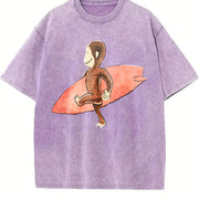 Curious Georgee Surfing Vintage Washed T-Shirt in Purple