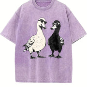 Ducks with Sunglasses Premium Vintage Washed T-Shirt in Purple