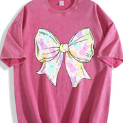 Coquette Easter Bow vintage washed oversized T-shirt in Red