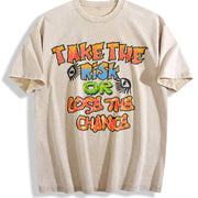 Take the Risk Vintage Washed T-Shirt in Beige