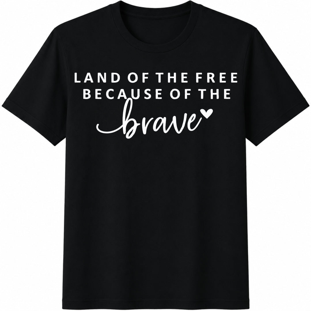 Land of the Free Patriotic: 4th of July Cotton T-Shirt in Black