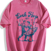 Retro Sock Hop 1950s Dancing Vintage Washed T-Shirt in Red