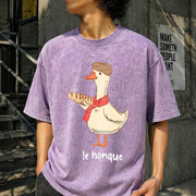 Le Honque Goose Silly Goose Vintage Washed T-Shirt in Purple