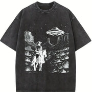 ® Cowboy Western 90s Vintage Washed T-Shirt in Black