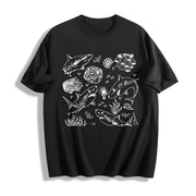 Shark Boho Marine Biologist Cotton T-Shirt in Black