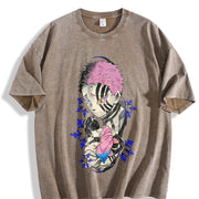 Akaza vs Koyuki – Demon Slayer Kimetsu no Yaiba Heavy vintage washed oversized T-shirt in Brown