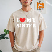 I Love My Sister Vintage Washed T-Shirt in Beige