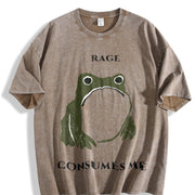 Rage Consumes Me Frog Vintage Washed T-Shirt in Brown
