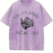 The Original Dating App Cootie Catcher Joke for Ladies Vintage Washed T-Shirt in Purple