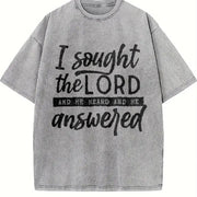 I Sought the Lord He Answered Vintage Washed T-Shirt in Gray