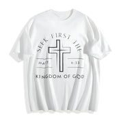 GLEC First Seek the Kingdom of God Cotton T-Shirt in White