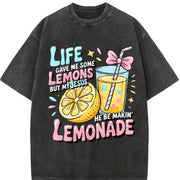 Life Gave Me Lemons, but Jesus Made Lemonade Vintage Washed T-Shirt in Black