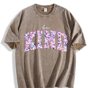 With Batik Blouse Spring Vintage Washed T-Shirt in Brown