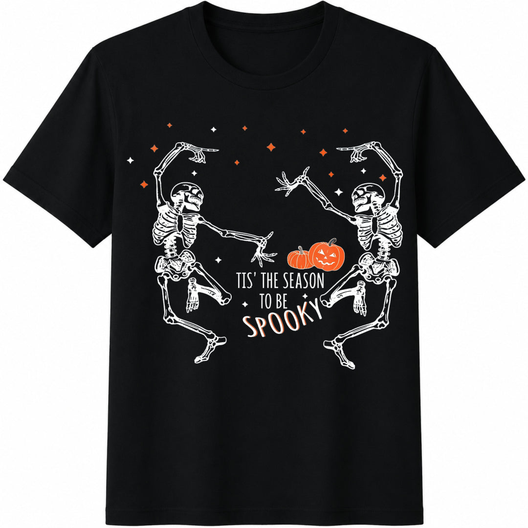 Tis the Season to Be Spooky Cotton T-Shirt in Black
