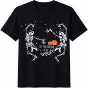 Tis the Season to Be Spooky Cotton T-Shirt in Black
