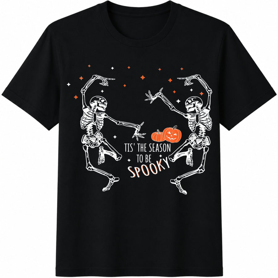 Tis the Season to Be Spooky Cotton T-Shirt in Black