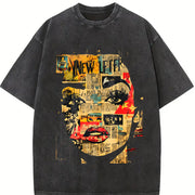 Made from and Skin-friendly Vintage Washed T-Shirt in Black