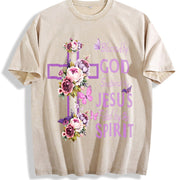 For the Coastal Granddaughter & Urban Explorer: Purple Vintage Washed T-Shirt in Beige