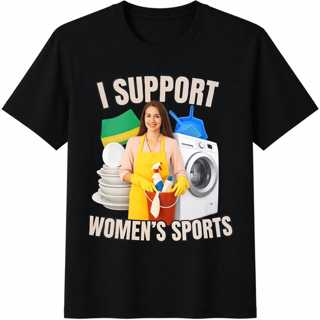 I Support Sports Offensive Sarcastic Humor Cotton T-Shirt in Black