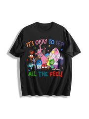 It's Okay to Feel All the Feels Cotton T-Shirt in Black