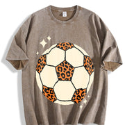 Leopard Soccer Ball Vintage Washed T-Shirt in Brown