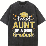 Premium Proud Aunt of a 2026 Graduate for Aunt Senior Vintage Washed T-Shirt in Black
