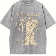 Ego Death Lust Anime Sleeveless Tank Vintage Washed T-Shirt in Gray