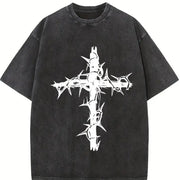 Christian Cross vintage washed oversized T-shirt in Black