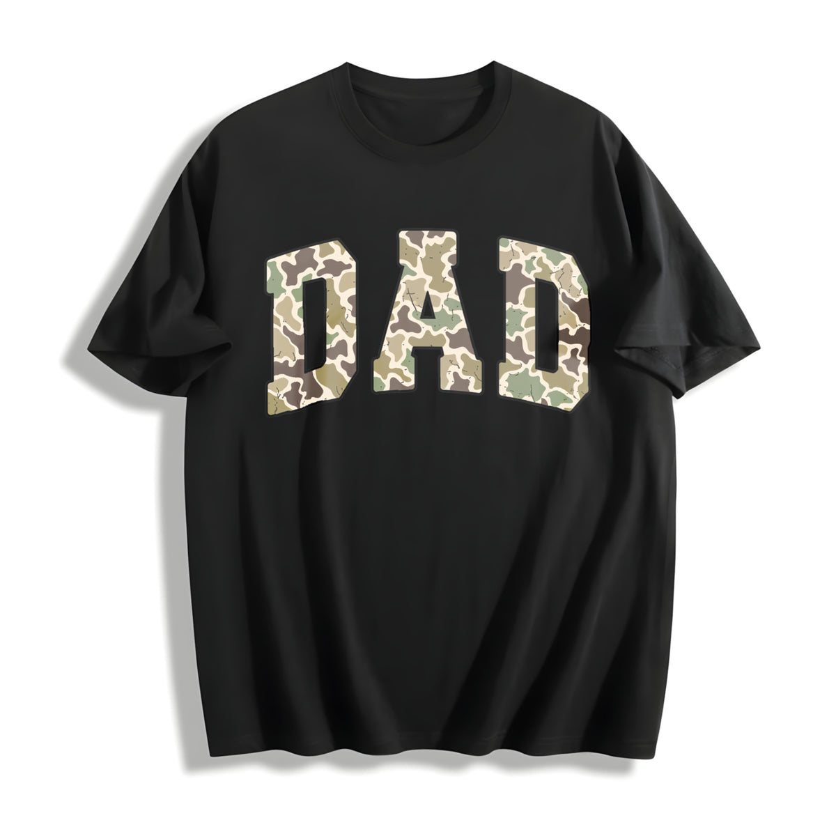 Camo Dad Fathers Day for Dad Cotton T-Shirt in Black