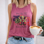 Home of the Free Because of the Brave Women's Color Cotton Tank Top in Red