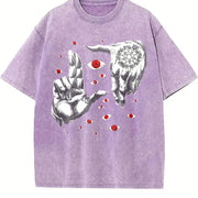 Occult Hand & Eye Sleeveless Tank Vintage Washed T-Shirt in Purple