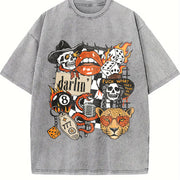 Cowgirl Western Trendy vintage washed oversized T-shirt in Gray