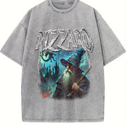 Rizzard Fantasy Wizard Vintage Washed T-Shirt in Gray