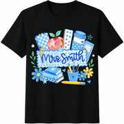 Custom Teacher Name Cotton T-Shirt in Black