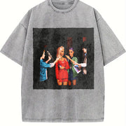 Three Glam Dolls at a Party Vintage Washed T-Shirt in Gray
