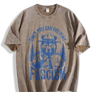 Retro Only You Can Prevent Fascism Raccoon Vintage Washed T-Shirt in Brown