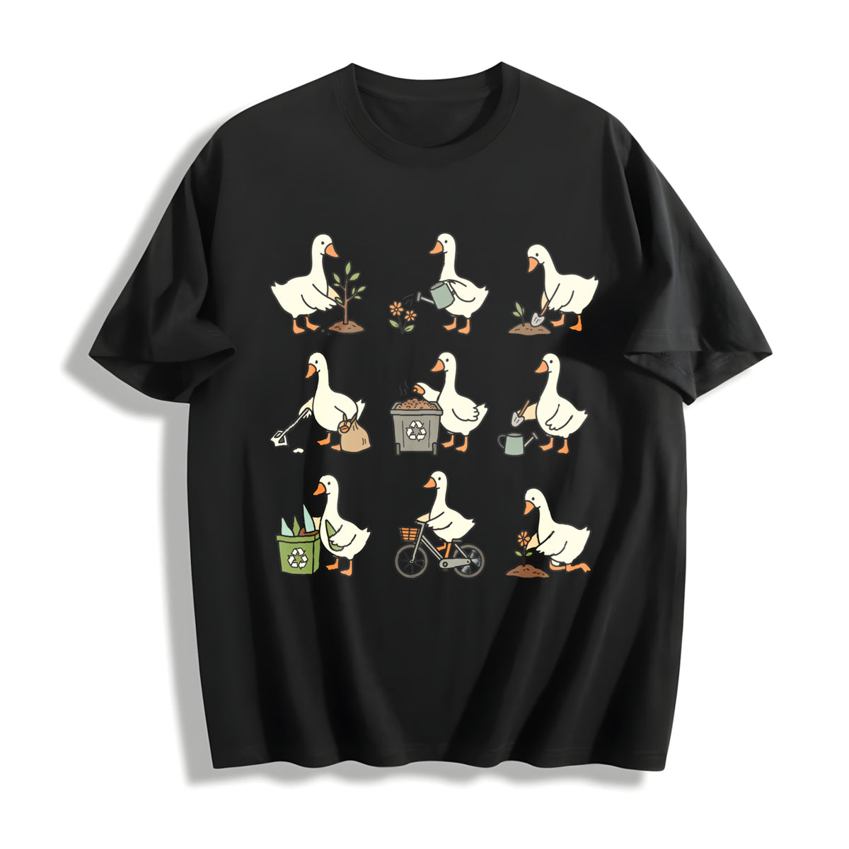 Earth Day Goose Earth Day Cotton T-Shirt in Black