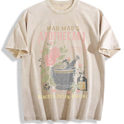 Cute Apothecary Poisons Soft Kawaii Japanese vintage washed oversized T-shirt in Beige